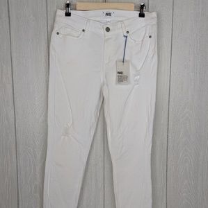 NWT Paige Verdugo Ankle Distressed White Jeans